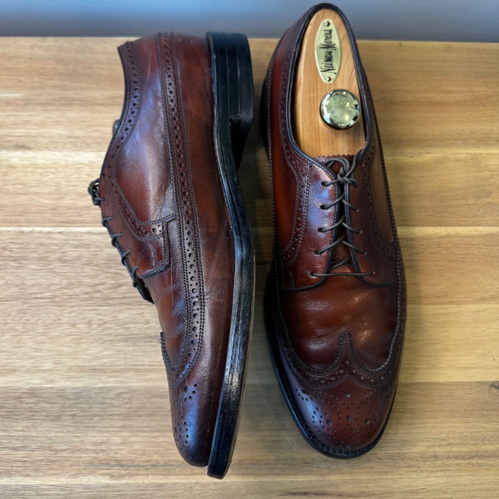 Florsheim Imperial Longwing Blucher Wingtip Men 10.5 C Brown Leather Shoes 30813